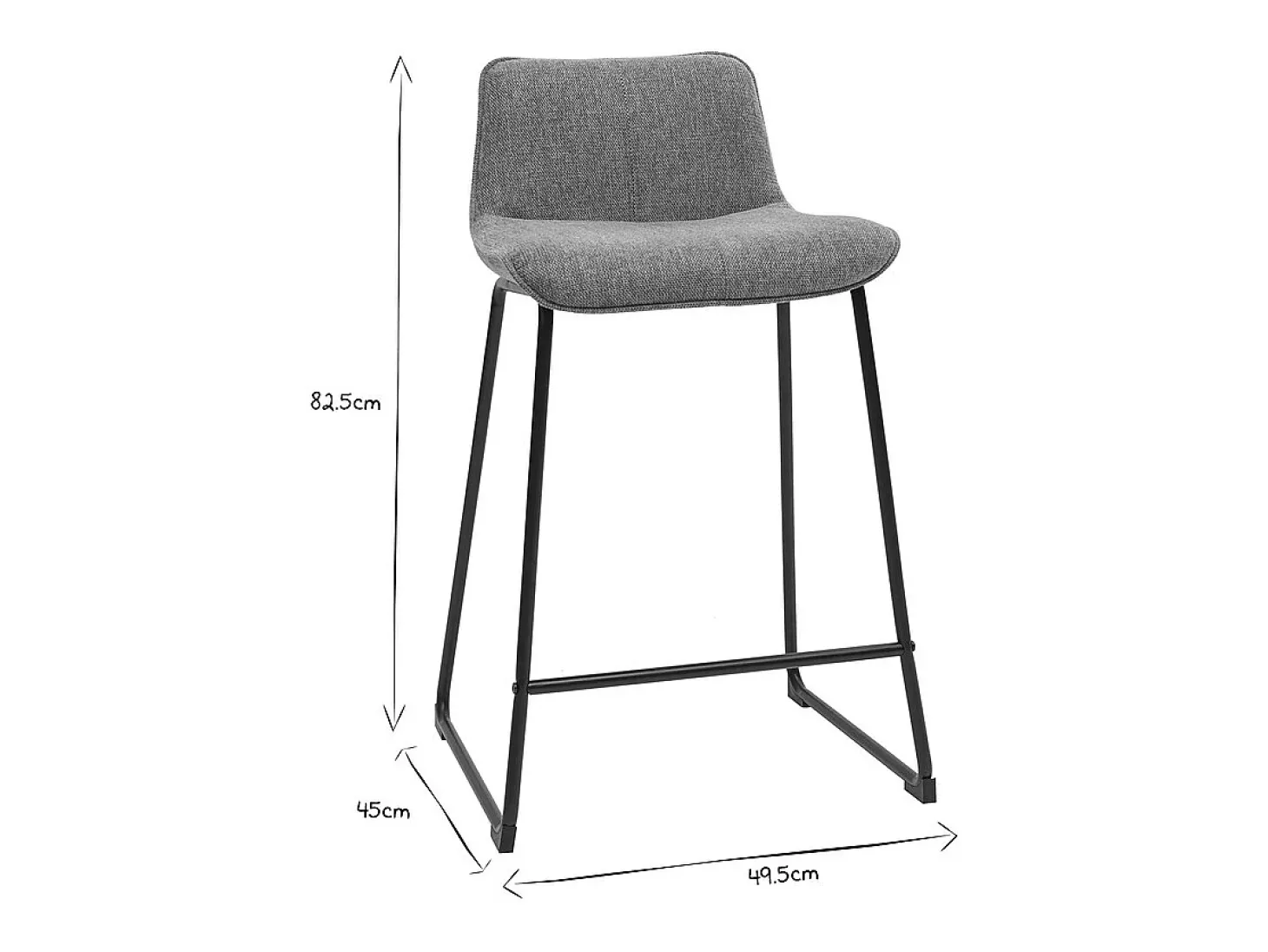 Set de 2 taburetes de cocina efecto aterciopelado texturizado gris y metal 65 cm BOOST