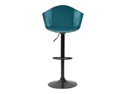 Set de 2 taburetes de cocina ajustables 360º de terciopelo azul petróleo y metal TAYA