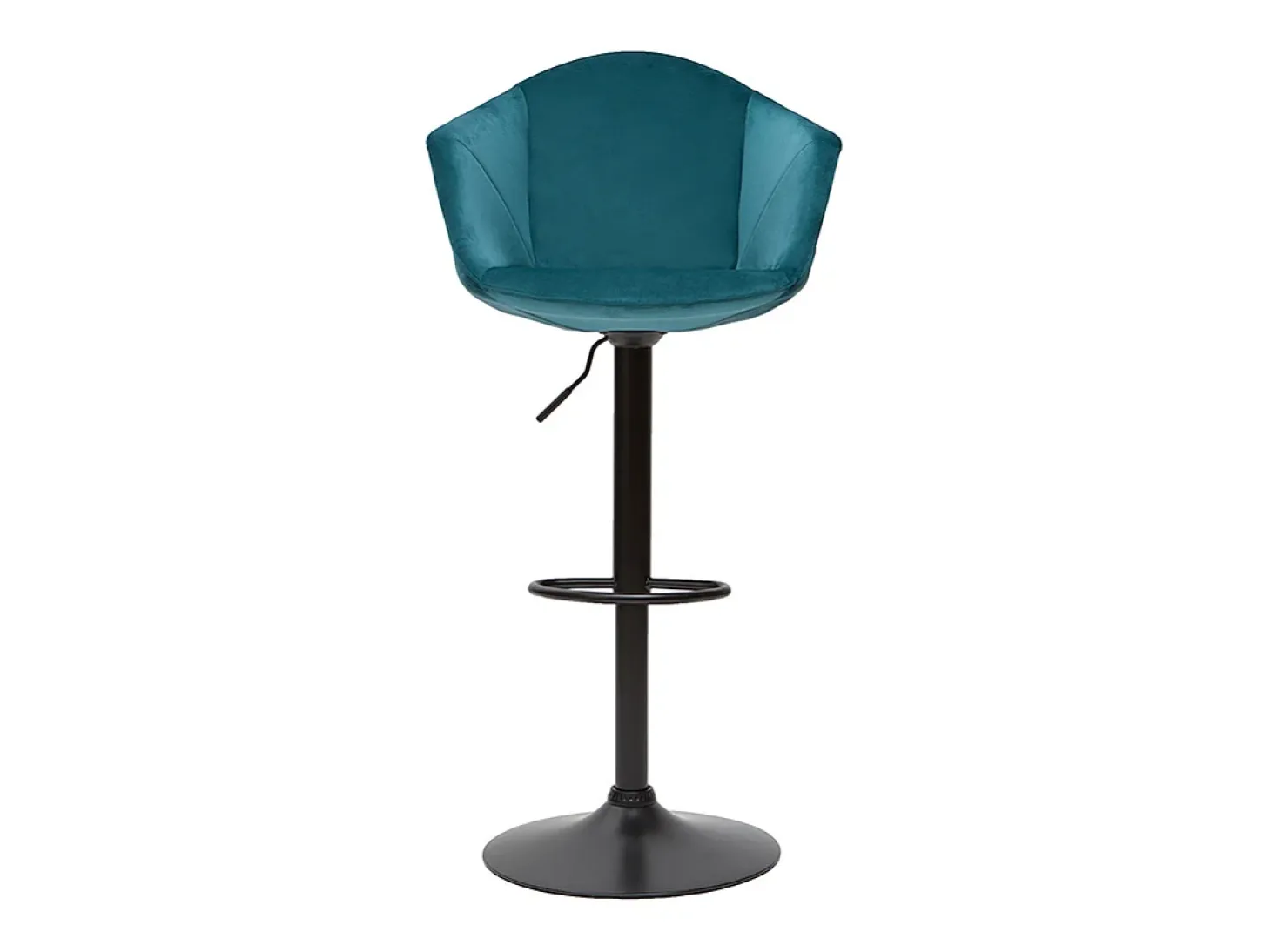 Set de 2 taburetes de cocina ajustables 360º de terciopelo azul petróleo y metal TAYA