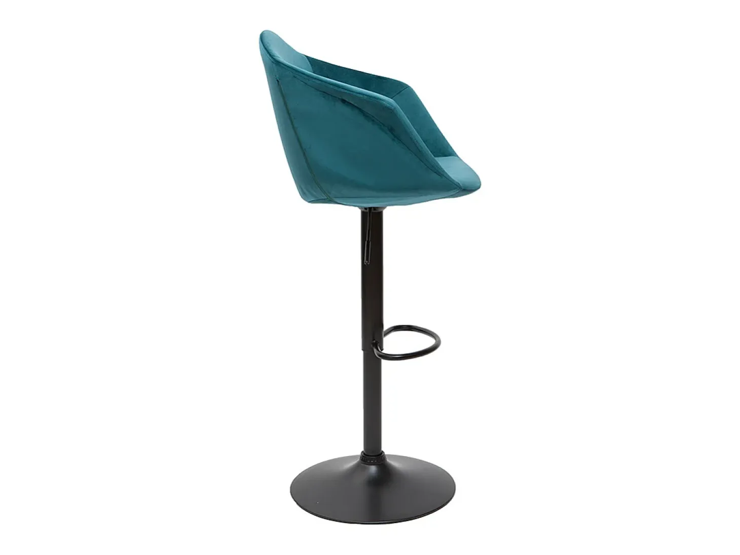 Set de 2 taburetes de cocina ajustables 360º de terciopelo azul petróleo y metal TAYA