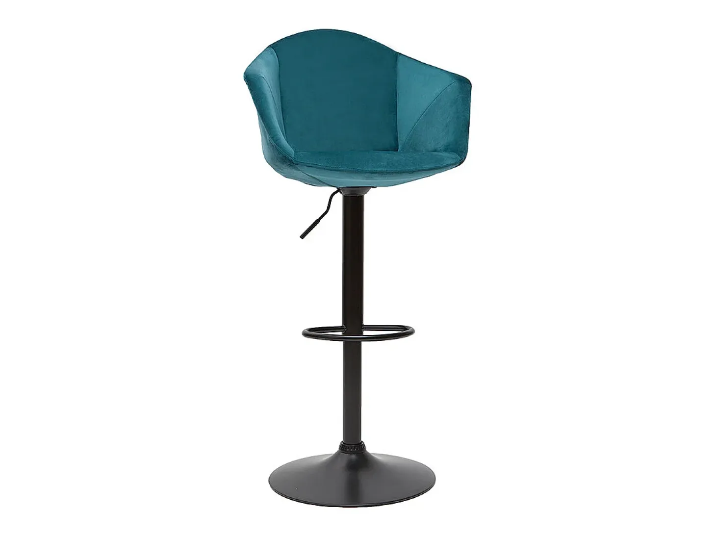 Set de 2 taburetes de cocina ajustables 360º de terciopelo azul petróleo y metal TAYA