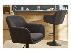 Set de 2 taburetes de cocina regulables efecto aterciopelado gris oscuro AMIKA