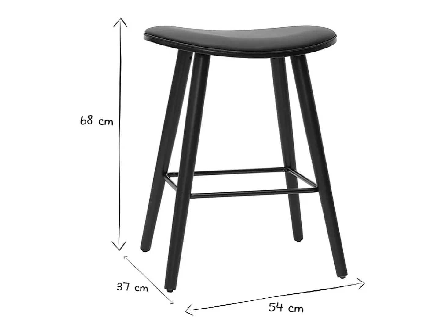 Set de 2 taburetes de cocina de diseño negro 65 cm MEADOW