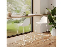 Set de 2 taburetes para isla de cocina blancos 65 cm - Leni