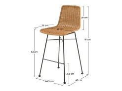Set de 2 taburetes para isla de cocina en resina tejida marrón 63 cm - Mandya