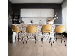 Set de 2 taburetes para isla de cocina en terciopelo amarillo 65 cm - Pénélope
