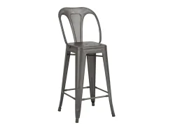 Set de 2 taburetes para isla de cocina en metal gris acero 67 cm - Indus
