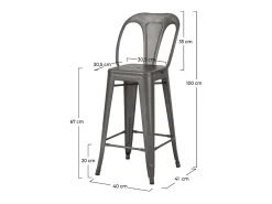Set de 2 taburetes para isla de cocina en metal gris acero 67 cm - Indus