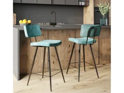 Set de 2 taburetes para isla de cocina de sintético azul 66 cm - Texas