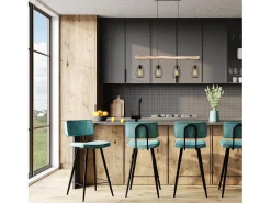 Set de 2 taburetes para isla de cocina de sintético azul 66 cm - Texas