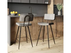 Set de 2 taburetes para isla de cocina de cuero sintético gris 66 cm - Texas
