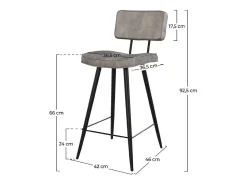 Set de 2 taburetes para isla de cocina de cuero sintético gris 66 cm - Texas