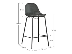 Set de 2 taburetes para isla de cocina de sintético gris/negro 65 cm - Henrik