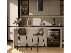 Set de 2 taburetes para isla de cocina de sintético gris/negro 65 cm - Henrik