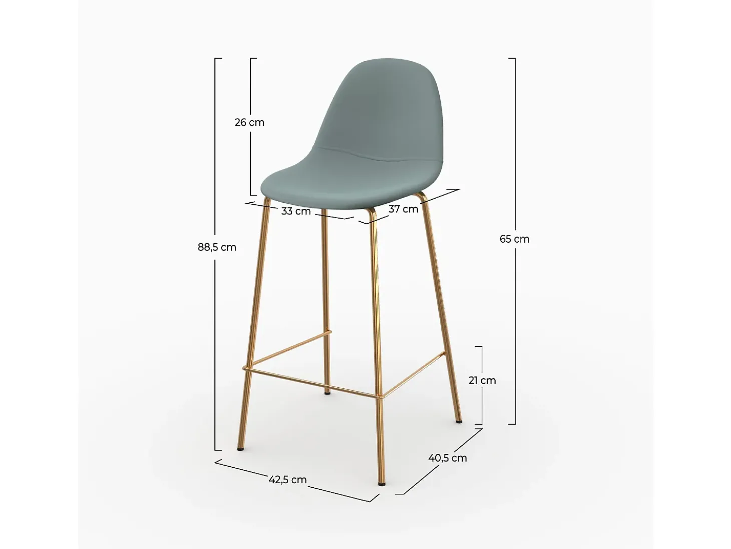 Set de 2 taburetes para isla de cocina en cuero sintético verde 65 cm - Henrik