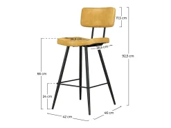 Set de 2 taburetes para isla de cocina de sintético amarillo 66 cm - Texas