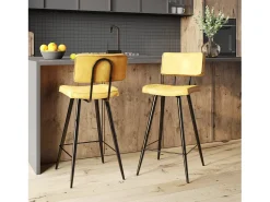 Set de 2 taburetes para isla de cocina de sintético amarillo 66 cm - Texas