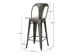 Set de 2 taburetes para isla de cocina en gris carbón 67 cm - Indus