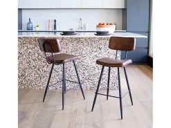 Set de 2 taburetes para isla de cocina de sintético marrón 66 cm - Texas