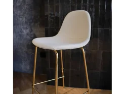 Set de 2 taburetes para isla de cocina en cuero sintético blanco 65 cm - Henrik