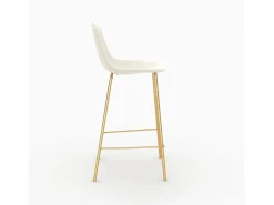 Set de 2 taburetes para isla de cocina en cuero sintético blanco 65 cm - Henrik