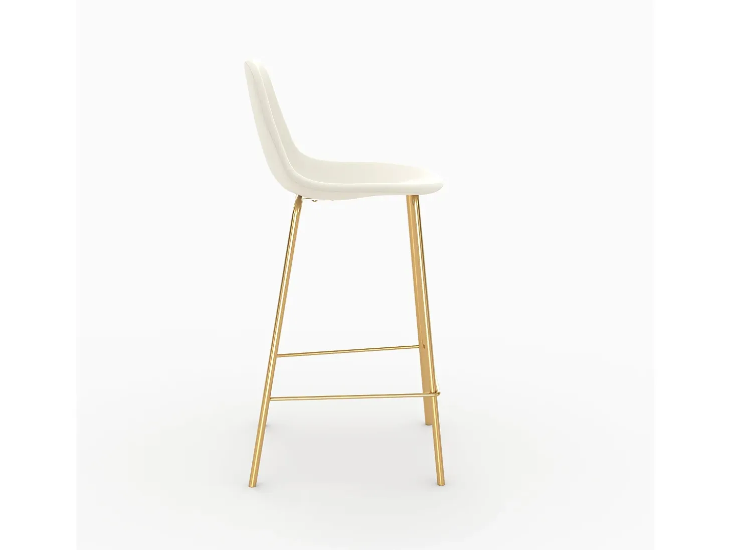 Set de 2 taburetes para isla de cocina en cuero sintético blanco 65 cm - Henrik