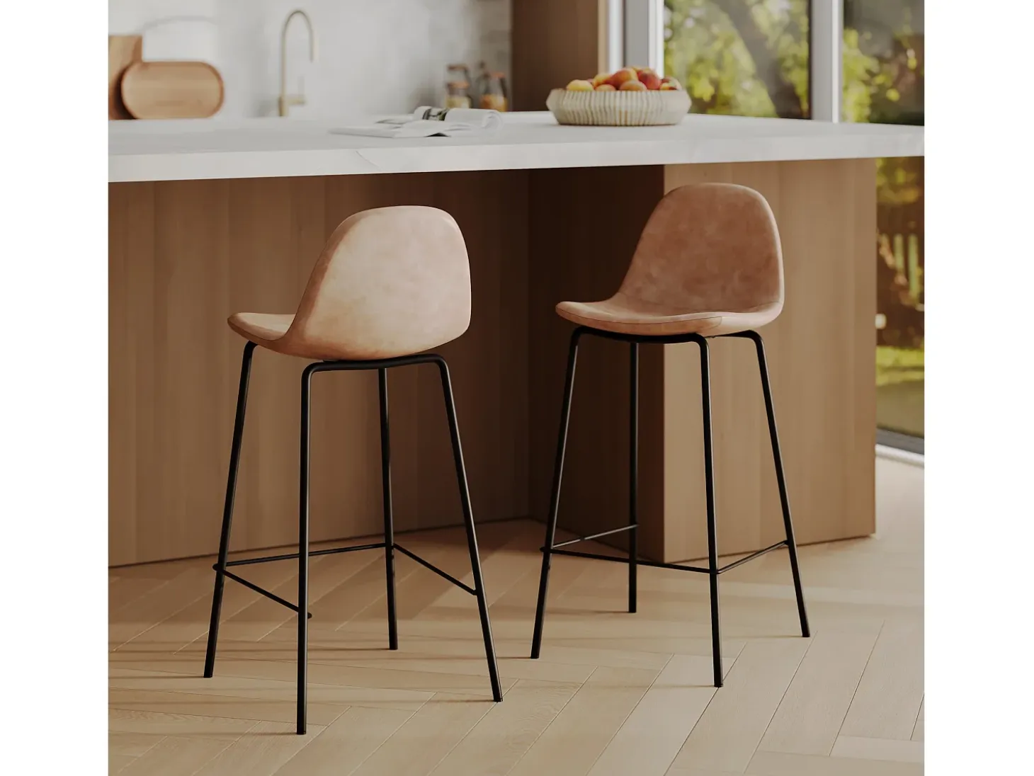 Set de 2 taburetes para isla de cocina marrón claro 65 cm - Henrik