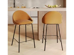 Set de 2 taburetes para isla de cocina en cuero sintético canela 65 cm - Misty