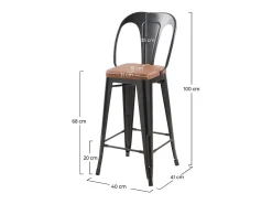 Set de 2 taburetes para isla de cocina negros y marrones 66 cm - Charly