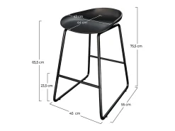 Set de 2 taburetes para isla de cocina de plástico negro 65,5 cm - Yoshi