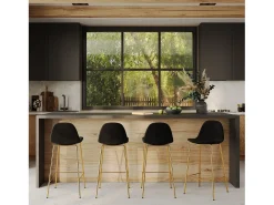 Set de 2 taburetes para isla de cocina en terciopelo negro 65 cm - Henrik
