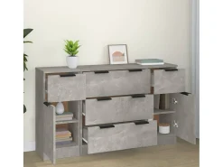 Set de aparador 3 piezas madera contrachapada gris hormigón ES923280