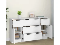 Set de aparador de 3 piezas de madera contrachapada blanco ES24151