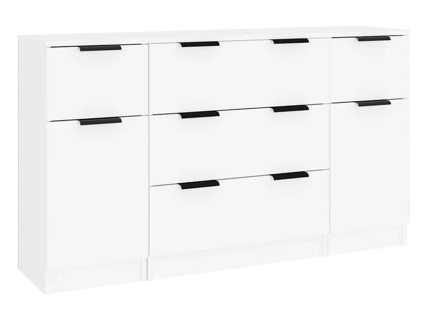 Set de aparador de 3 piezas de madera contrachapada blanco ES24151