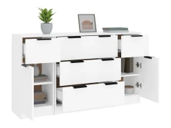 Set de aparador de 3 piezas de madera contrachapada blanco ES24151