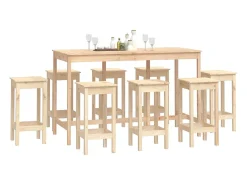 Set de bar 9 piezas madera maciza de pino