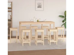 Set de bar 9 piezas madera maciza de pino