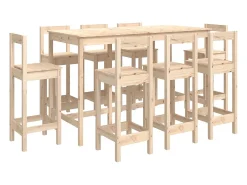 Set de bar 9 piezas madera maciza de pino