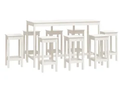 Set de bar 9 piezas madera maciza de pino blanco