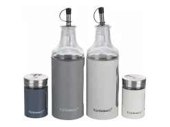 Set de condimentos para mesa aceite, sal, vinagre, especias y pimienta Victionary - Gris
