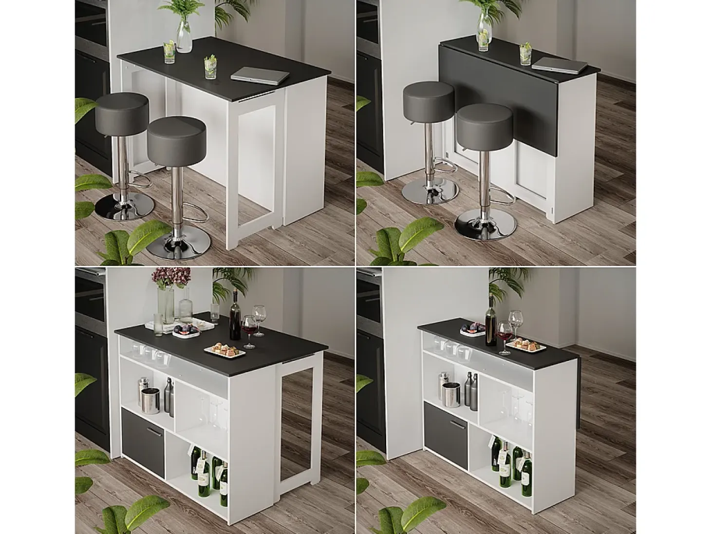 Set de mesa de bar antracita/blanco 116x37x90.5 dominic