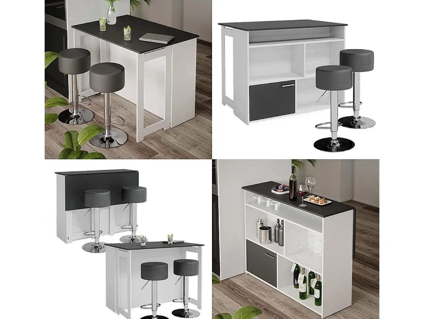 Set de mesa de bar antracita/blanco 116x37x90.5 dominic