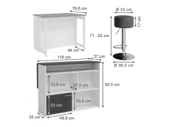 Set de mesa de bar antracita/blanco 116x37x90.5 dominic
