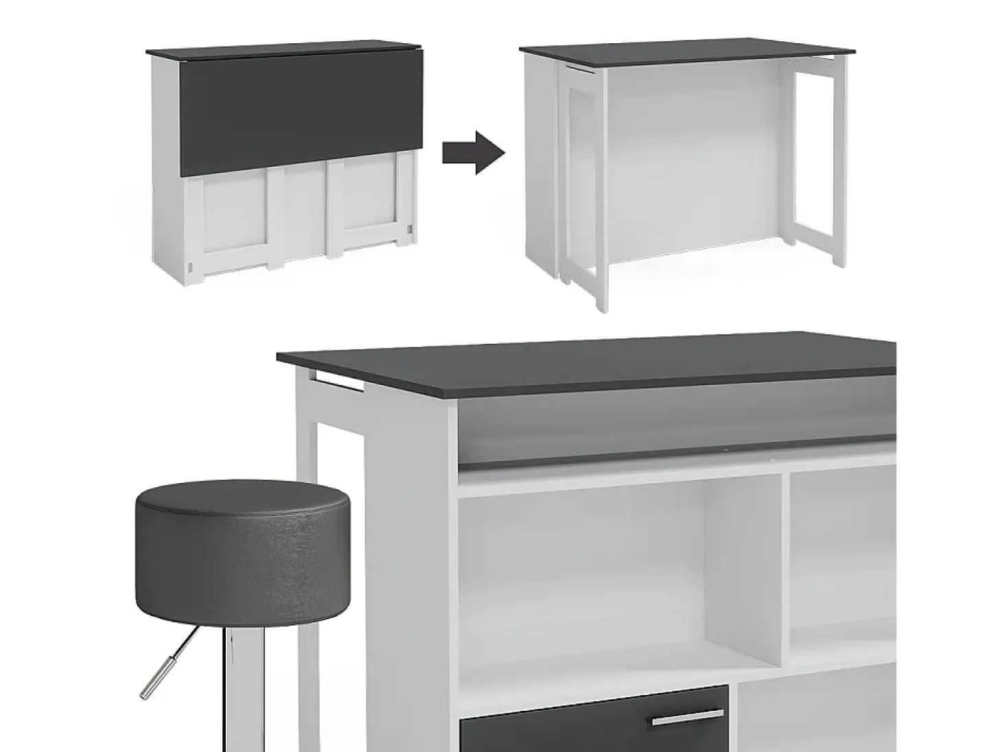 Set de mesa de bar antracita/blanco 116x37x90.5 dominic