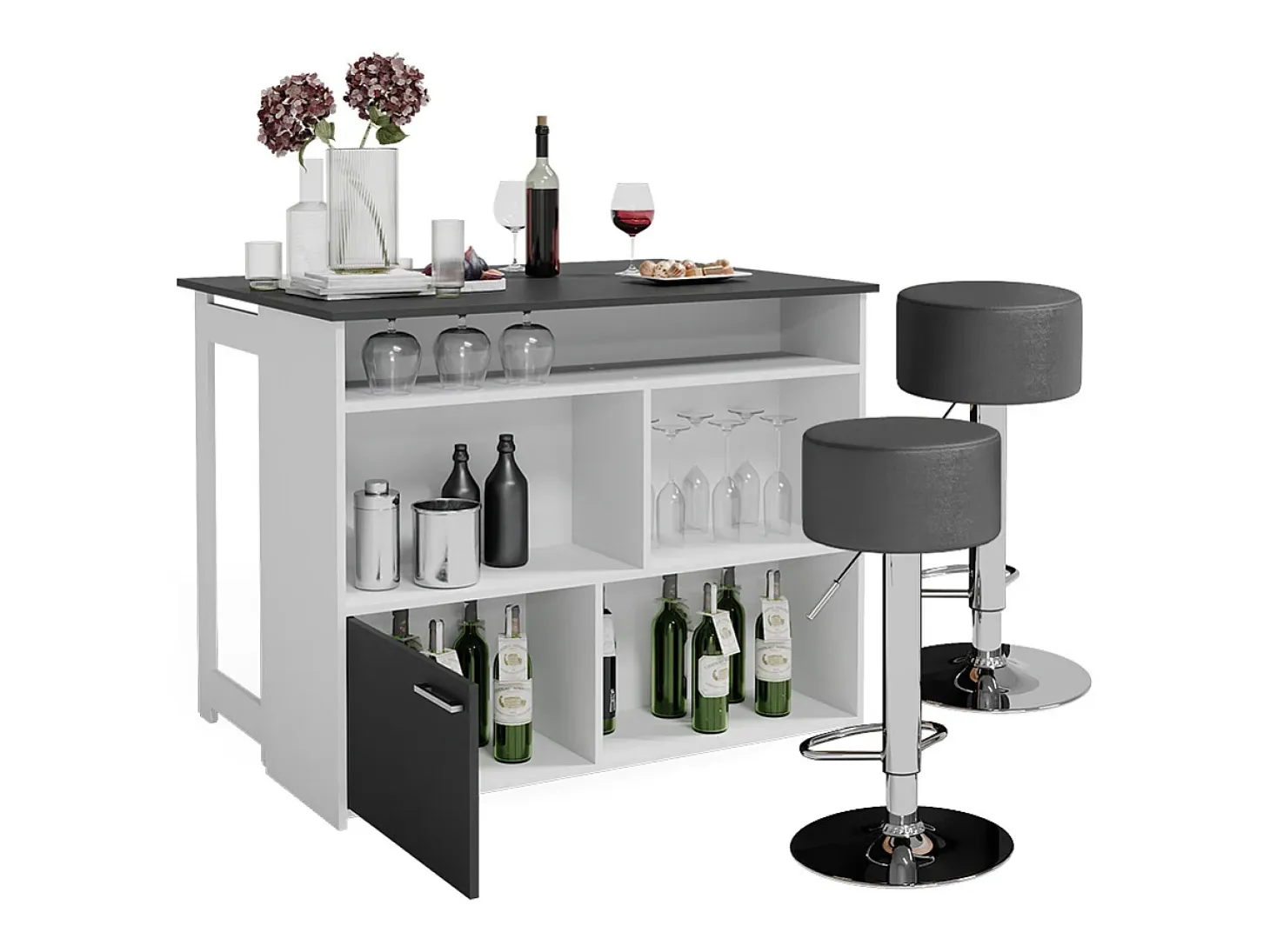 Set de mesa de bar antracita/blanco 116x37x90.5 dominic