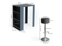Set de mesa de bar antracita 57x80x106