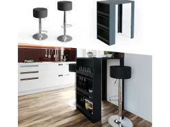 Set de mesa de bar antracita 57x80x106