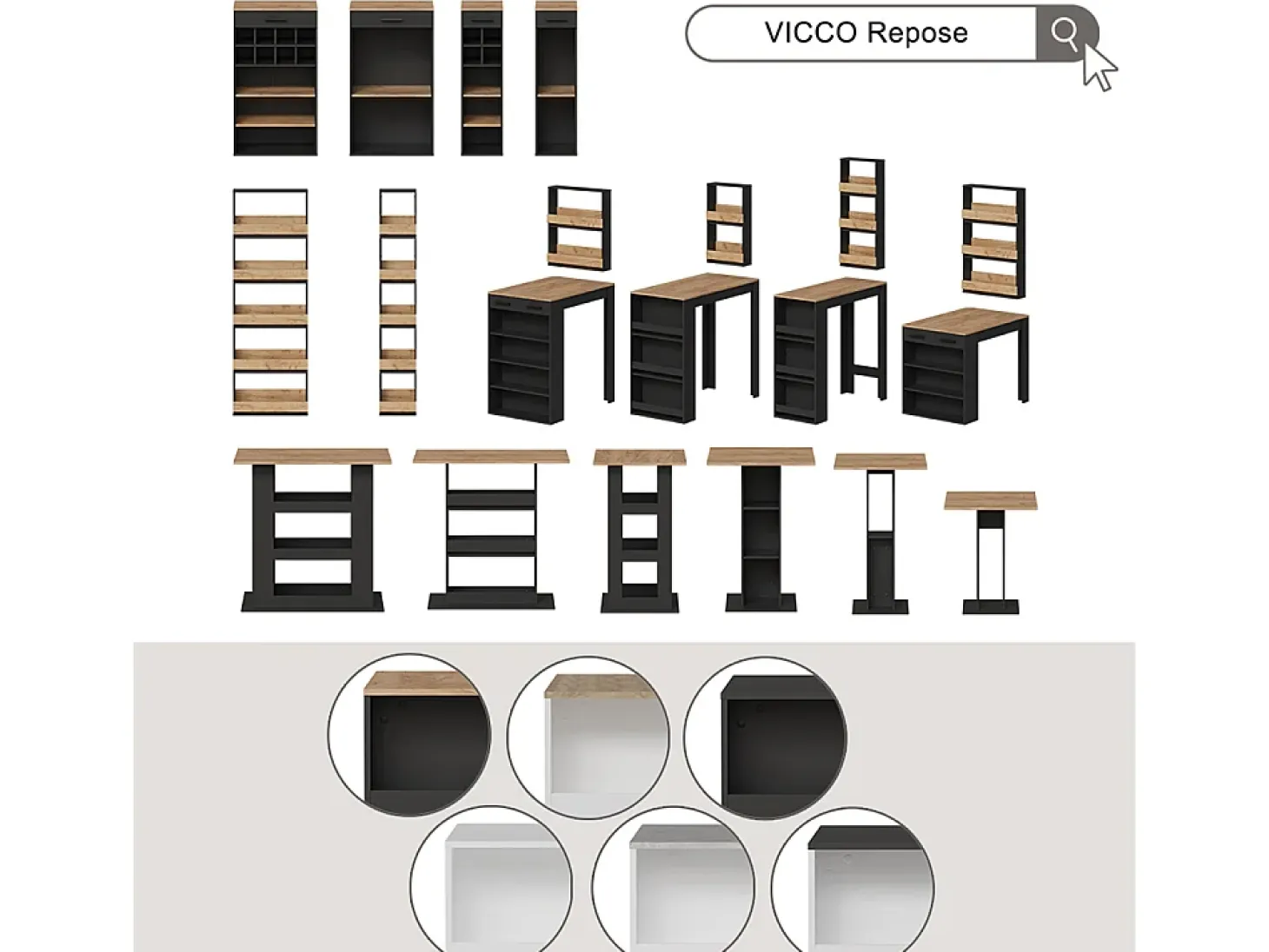 Set de mesa de bar antracita 57x117x106 repose