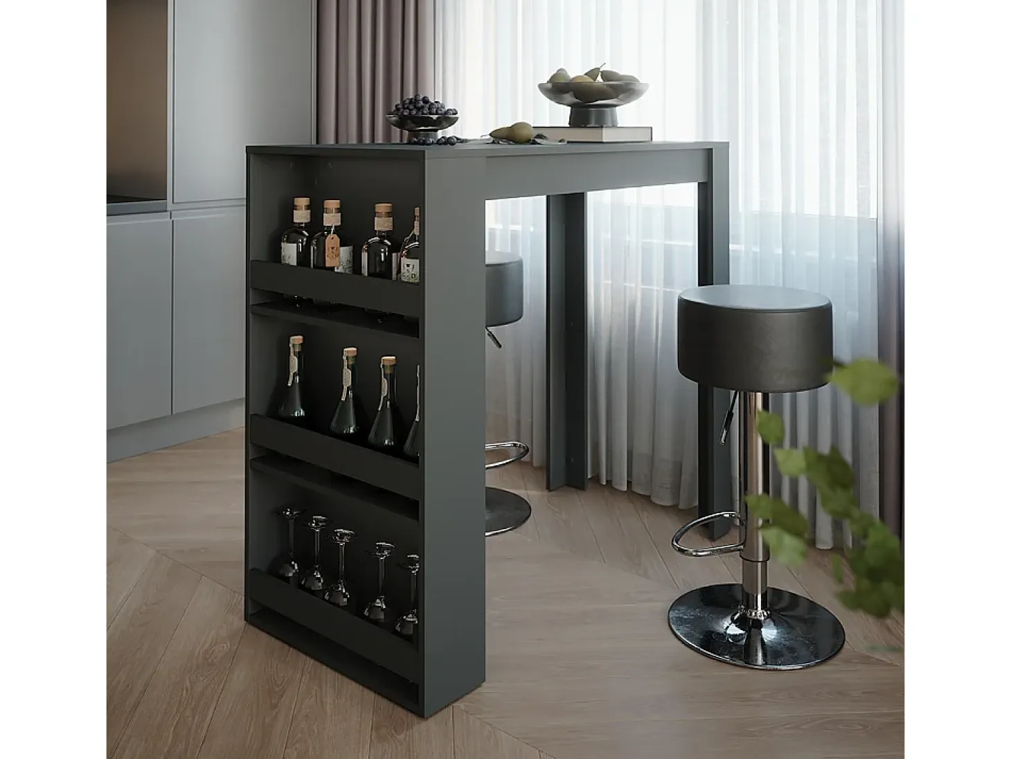 Set de mesa de bar antracita 57x117x106 repose