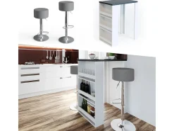 Set de mesa de bar antracita/blanco 57x80x106